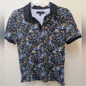Banana Republic Performance Pique Multi Colored Leafy Print Polo Size XS